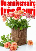 Joyeux anniversaire en roses color&eacute;es